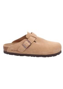 Rohde Damen Pantoffel "Alba", Gr. 43, beige, Veloursleder, used, klassisch, Schuhe, Sommerschuh, Schlappen, Hausschuh mit leichter Laufsohle, G-Weite