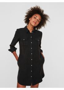 Véro Moda VERO MODA Damen Jeanskleid "VMSILLA", schwarz, modisch, Gr. L, unifarben, Web, Obermaterial: 100% Lyocell (TENCEL), Kleider