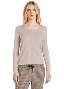 Tom Tailor Damen V-Ausschnitt-Pullover, beige, casual, Gr. S, unifarben, Feinstrick, Obermaterial: 60% Baumwolle, 40% Viskose, Pullover, aus