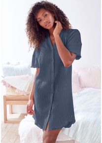 s.Oliver Damen Nachthemd, Gr. 32, blau, Obermaterial: 100% Baumwolle, unifarben, casual, Kleider, aus gewebtem Musselinstoff