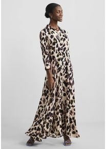 Y.A.S Damen Hemdblusenkleid "YASSAVANNA LONG SHIRT DRESS", bunt, modisch, Gr. M, animal-print, Web, Obermaterial: 100% Viskose, Kleider, mit 3/4 Ärmel
