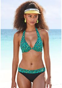 Bruno Banani Damen Bügel-Bikini, grün, Gr. 36, bedruckt, Animalprint, Microfaser, Polyamid, Bikini-Sets, mit türkisfarbenem Tierdruck