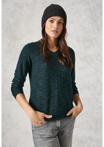 Cecil Damen V-Ausschnitt-Pullover, grün, casual, Gr. S, unifarben, meliert, Strick, Obermaterial: 60% Baumwolle, 40% Polyester, Pullover, in