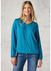 Cecil Damen Langarmbluse, blau, casual, Gr. XXL, unifarben, Stoff, 100% Viskose, Blusen, aus softer Viskose