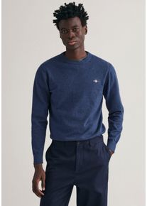 Gant Herren Rundhalspullover "CLASSIC COTTON C-NECK", blau, casual, Gr. XXL, meliert, Strick, Jersey, Obermaterial: 100% Baumwolle, Pullover, Premium