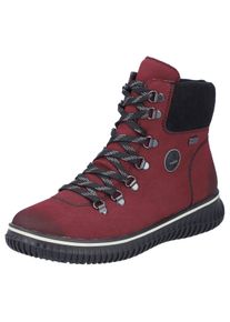 Rieker Damen Winterboots, Gr. 36, rot, Lederimitat, Textil, sportlich, Schuhe, Schnürboots, Stiefelette, TEX-Membran, mit gepolstertem Schaftrand