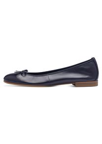 Tamaris Damen Ballerina, Gr. 36, blau, Leder, unifarben, klassisch, Schuhe, Flats, Slipper, Businessschuh mit dekorativer Schleife