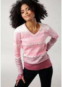 Kangaroos Damen Jacquardpullover, bunt, casual, Gr. 44, Norwegermuster, Feinstrick, Obermaterial: 50% Baumwolle, 50% Polyacryl, Pullover, im