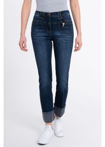 Recover Pants Damen 5-Pocket-Jeans "Carlotta", blau, casual, Gr. 50, unifarben, 97% Baumwolle;3% Elasthan, Jeans, mit femininer Ziersteppung