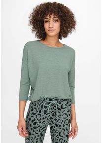 Only Damen 3/4-Arm-Shirt "ONLGLAMOUR 3/4 TOP JRS NOOS", grün, casual, Gr. M, meliert, Single Jersey, Obermaterial: 65% Polyester, 30% Viskose, 5%