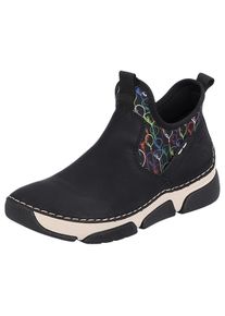 Rieker Damen Schlupfboots, Gr. 36, schwarz, Synthetik, Textil, sportlich, Schuhe, mit buntem Aufdruck