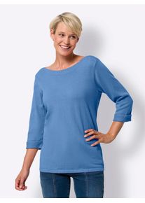 Classic Basics Damen 3/4 Arm-Pullover "Pullover", blau, Gr. 40, unifarben, 100% Baumwolle, Pullover