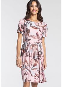 Laura Scott Damen Sommerkleid, rosa, feminin, Gr. 46, Web, Obermaterial: 100% Viskose, Kleider, mit floralem Print - NEUE KOLLEKTION
