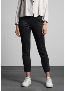 Street One Damen Stoffhose, schwarz, casual, Gr. 44, unifarben, Stoff, 90% Polyester, 10% Elasthan, Hosen, High Waist
