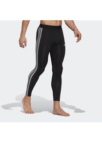 Herren Trainingstights "TECHFIT 3STREIFEN TRAINING LANGE TIGHT", schwarz, sportlich, Gr. S, adidas Performance, Obermaterial: 79% Polyester, 21%