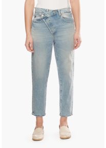 Damen 7/8-Hose "JEAN FEMME COSY", blau, Gr. 31, Le Temps Des Cerises, 100% Baumwolle, Hosen, mit asymmetrischem Verschluss