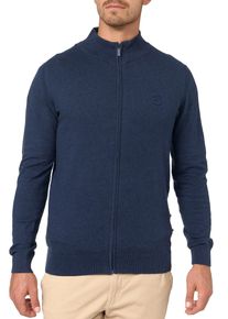 INDICODE Herren Strickjacke "Tinos", blau, modisch, Gr. L, unifarben, Strick, Obermaterial: 80% Baumwolle, 20% Polyamid, Strickjacken
