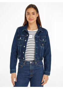 Damen Jeansjacke "CROPPED 90'S DENIM JACKET", blau, Gr. XS, Calvin Klein Jeans, unifarben, Web, Obermaterial: 100% Baumwolle, Jacken, mit Logopatch