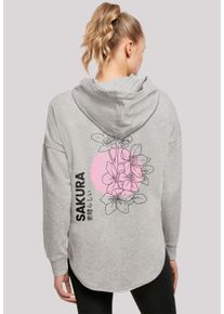 F4NT4STIC Damen Kapuzenpullover "Sakura Japan Grafik", grau, casual, Gr. XL, Obermaterial: 100% Baumwolle, Pullover, Print