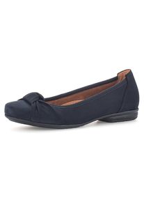 Gabor Damen Ballerina "FLORENZ", Gr. 43, blau, Nubukleder, unifarben, klassisch, Schuhe, Business Schuhe, Slipper mit modischem Knoten, Weite G