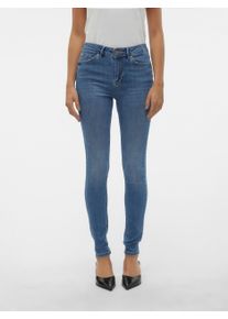 Véro Moda VERO MODA Damen Skinny-fit-Jeans "VMFLASH MR SKINNY JEANS LI347 NOOS", blau, modisch, Gr. S, unifarben, Denim/Jeans, Obermaterial: 89% Baumwolle, 9%