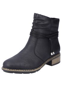 Rieker Damen Winterstiefelette, Gr. 36, schwarz, Lederimitat, elegant, Schuhe, mit Zierkordel und slouchy Schaft