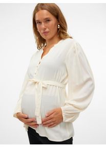 MAMALICIOUS Damen Umstandsshirt "MLMERCY LIA L/S WO TOP 2F NOOS", beige, modisch, Gr. XS, unifarben, Web, Obermaterial: 100% Viskose, Shirts