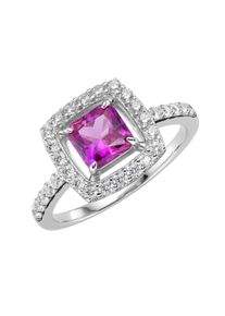 Damen Silberring "in blau, fuchsia oder lila, Zirkonia weiß, Silber 925", 60, Silber 925 (Sterlingsilber), pink, Giorgio Martello MILANO, Silber 925