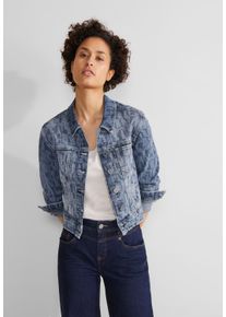 Street One Damen Jeansjacke, blau, casual, Gr. 46, gemustert, Jeans, 99% Baumwolle, 1% Elasthan, Jacken, mit Brusttaschen