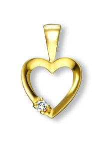 ONE ELEMENT Damen Ketten-Anhänger "Zirkonia Herz Herz Anhänger aus 333 Gelbgold", Gelbgold 333, gold, Gelbgold 333, Schmuckanhänger, Damen Gold