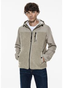 Street One MEN Herren Softshelljacke, beige, casual, Gr. S, unifarben, Stoff, 100% Polyester , Jacken, mit Kapuze