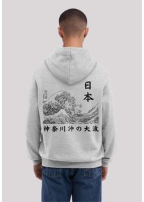 F4NT4STIC Herren Kapuzenpullover "Kanagawa Welle Golden Gai", grau, casual, Gr. S, Obermaterial: 80% Baumwolle, 20% Polyester, Pullover, Premium