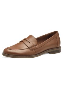 Tamaris Damen Slipper, Gr. 40, braun, Leder, used, unifarben, klassisch, Schuhe, Blockabsatz, Halbschuh, Businessschuh mit klassichem Zierriegel