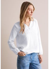 Cecil Damen Langarmbluse, weiß, casual, Gr. XL, unifarben, Stoff, 81% Viskose, 19% Polyamid, Blusen, mit V-Ausschnitt
