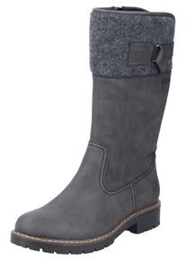 Rieker Damen Winterstiefel, Gr. 39, grau, Lederimitat, Filz, unifarben, klassisch, Schuhe, Boots, Blockabsatz, mit wasserabweisender RiekerTEX-Membran