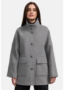 Manisa Damen Winterjacke, grau, casual, Gr. 50, unifarben, Obermaterial: 80% Wolle, 20% Polyamid. Futter: 100% Polyester, Jacken, mit Taschen