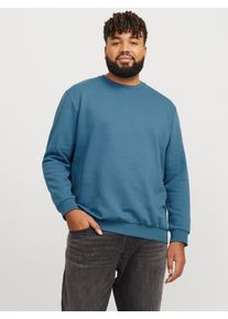 Jack & Jones PlusSize Herren Sweatshirt "JJEBRADLEY SWEAT CREW NOOS PLS", blau, modisch, Gr. 4XL, JACK & JONES PLUSSIZE, unifarben, angeraute Sweatware, Obermaterial: 61%