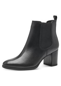 Tamaris Damen Chelseaboots, Gr. 37, schwarz, Leder, Elastischer Einsatz, unifarben, klassisch, Schuhe, Blockabsatz, Herbstmode, Stiefelette mit