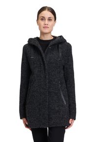 Gil Bret Damen Wolljacke "Gil Bret Wolljacke mit Kapuze", schwarz, sportlich, Gr. 44, Bouclu00e9, Obermaterial: 32% Baumwolle, 27% Polyester, 18%
