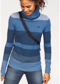 Kangaroos Damen Rollkragenpullover, blau, casual, Gr. 52, gestreift, Strick, Obermaterial: 50% Baumwolle, 50% Polyacryl, Pullover, gestreift mit
