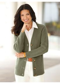 Classic Basics Damen Strickjacke, grün, Gr. 42, unifarben, 100% Polyacryl, Strickjacken