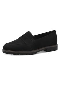 Tamaris Damen Loafer, Gr. 38, schwarz, Nubukleder, klassisch, Schuhe, Blockabsatz, Slipper, Halbschuh, Businessschuh mit Zierriegel