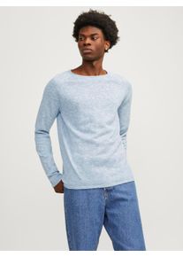 Jack & Jones JACK & JONES Herren Strickpullover "JJELINEN KNIT CREW NECK SN", blau, Basic, Gr. S, Strick, Obermaterial: 90% Baumwolle, 10% Leinen, Pullover