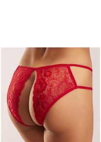 Damen Slip-Ouvert, Petite Fleur Gold, Gr. 32, rot, Spitze, Obermaterial: 90% Polyamid, 10% Elasthan, Unterhosen, aus transparenter, floraler Spitze
