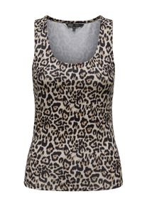 Only Damen Tanktop "ONLLONE AOP LEO 2-WAY S/L TOP JRS", weiß, modisch, Gr. XL, bedruckt, animal-print, Jersey, Obermaterial: 89% Polyester, 11%