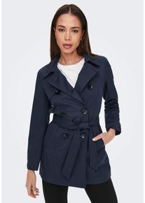 Only Damen Trenchcoat "ONLVALERIE TRENCHCOAT OTW NOOS", blau, casual, Gr. XS, unifarben, Web, Obermaterial: 100% Polyester, Mäntel