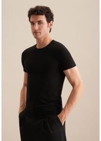 Seidensticker Herren T-Shirt "Schwarze Rose", schwarz, Gr. M, unifarben, 95% Baumwolle 5% Elastan, Shirts, Kurzarm Rundhals Uni