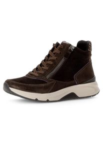 Damen Keilsneaker, Gabor Rollingsoft, Gr. 35, braun, Veloursleder, Glattleder, sportlich, Schuhe, Freizeitschuh, Schnürschuh, Schnürboots mit