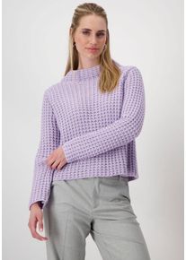 monari Damen Stehkragenpullover, lila, modisch, Gr. 44, unifarben, clean, Web, Obermaterial: 60% Baumwolle, 40% Polyacryl, Pullover, aus