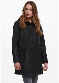 Only Damen Funktionsmantel "ONLSALLY RAINCOAT OTW NOOS", schwarz, casual, Gr. XS, unifarben, leicht glänzend, Web, Obermaterial: 100% Polyester,